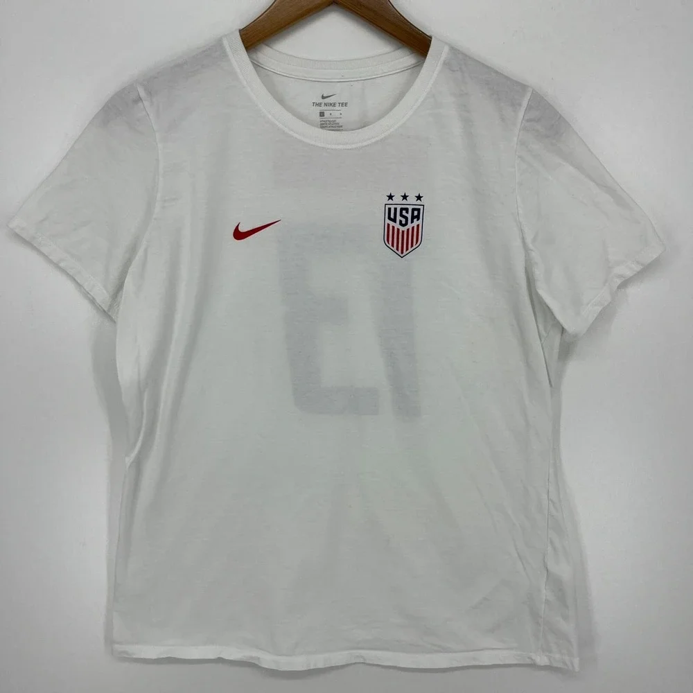 Nike T-Shirt Women's L White‎ US Soccer #13 Alex Morgan USA United States Futbol